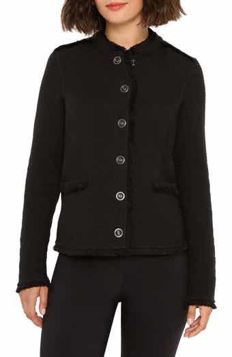 NIC+ZOE Military Fringe Mixed Knit Jacket