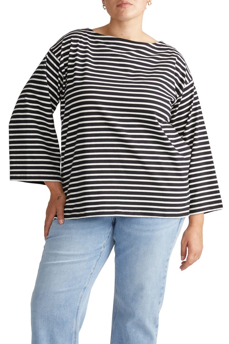 Montauk Breton Stripe Top, Main, color, BLACK/ WHITE STRIPE