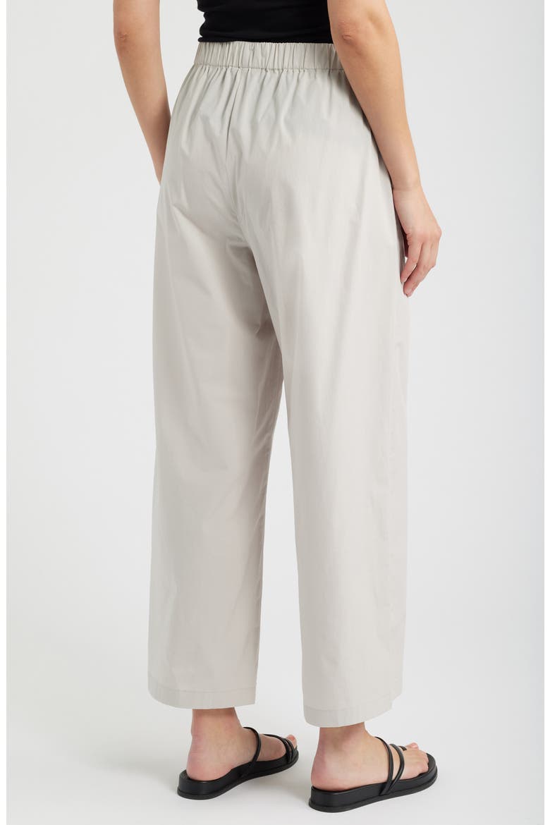 Stretch Cotton Poplin Wide Leg Ankle Pants, Alternate, color, CHALK