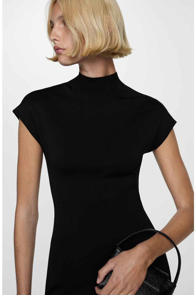 Perkins Mock Neck Sweater Dress, Alternate, color, BLACK