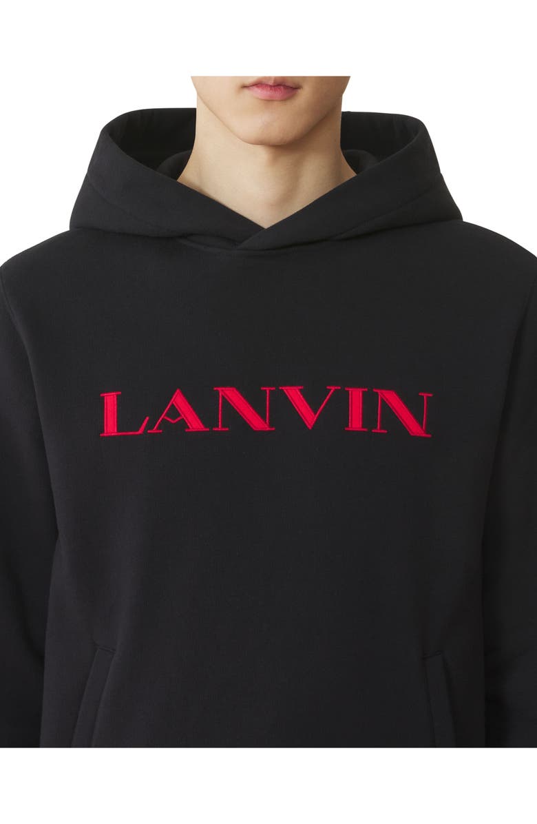 Lanvin Embroidered Cotton Hoodie, Alternate, color, Black