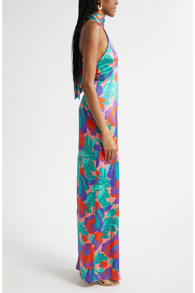 Dahlia Tatiana Halter Neck Gown, Alternate, color, CORAL FLORAL
