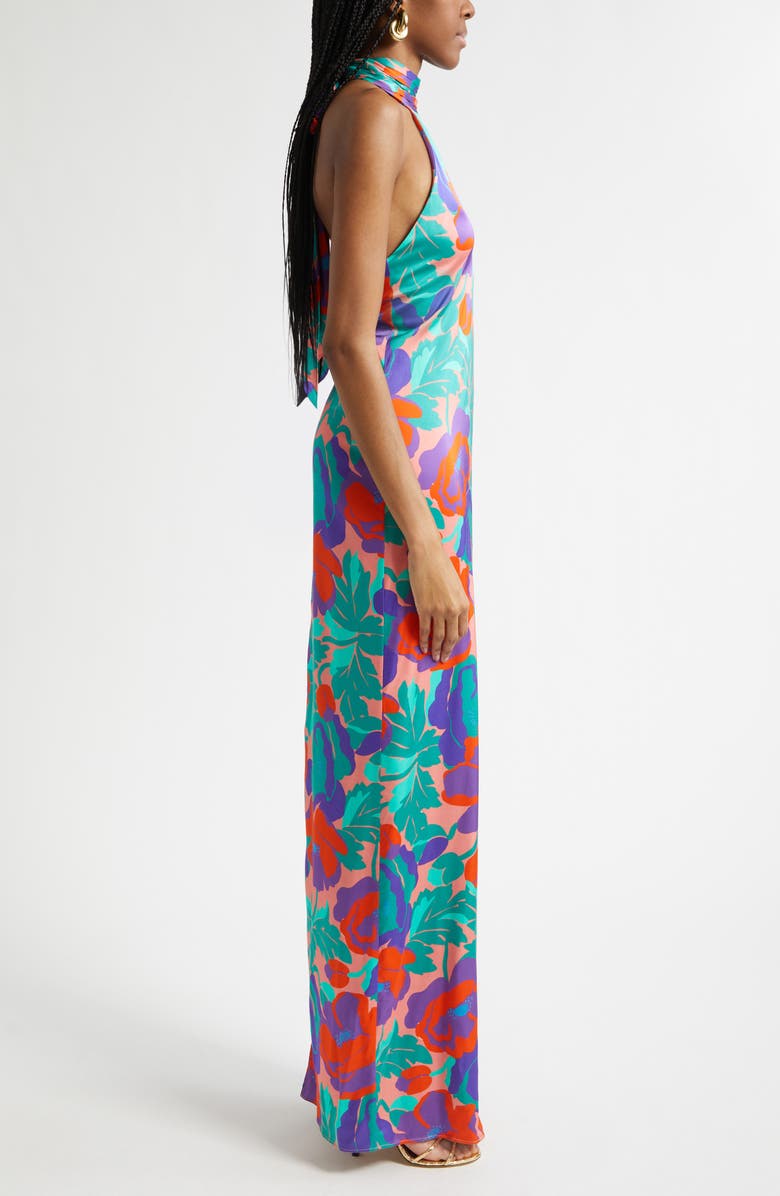 Ramy Brook Dahlia Tatiana Halter Neck Gown, Alternate, color, Coral Floral