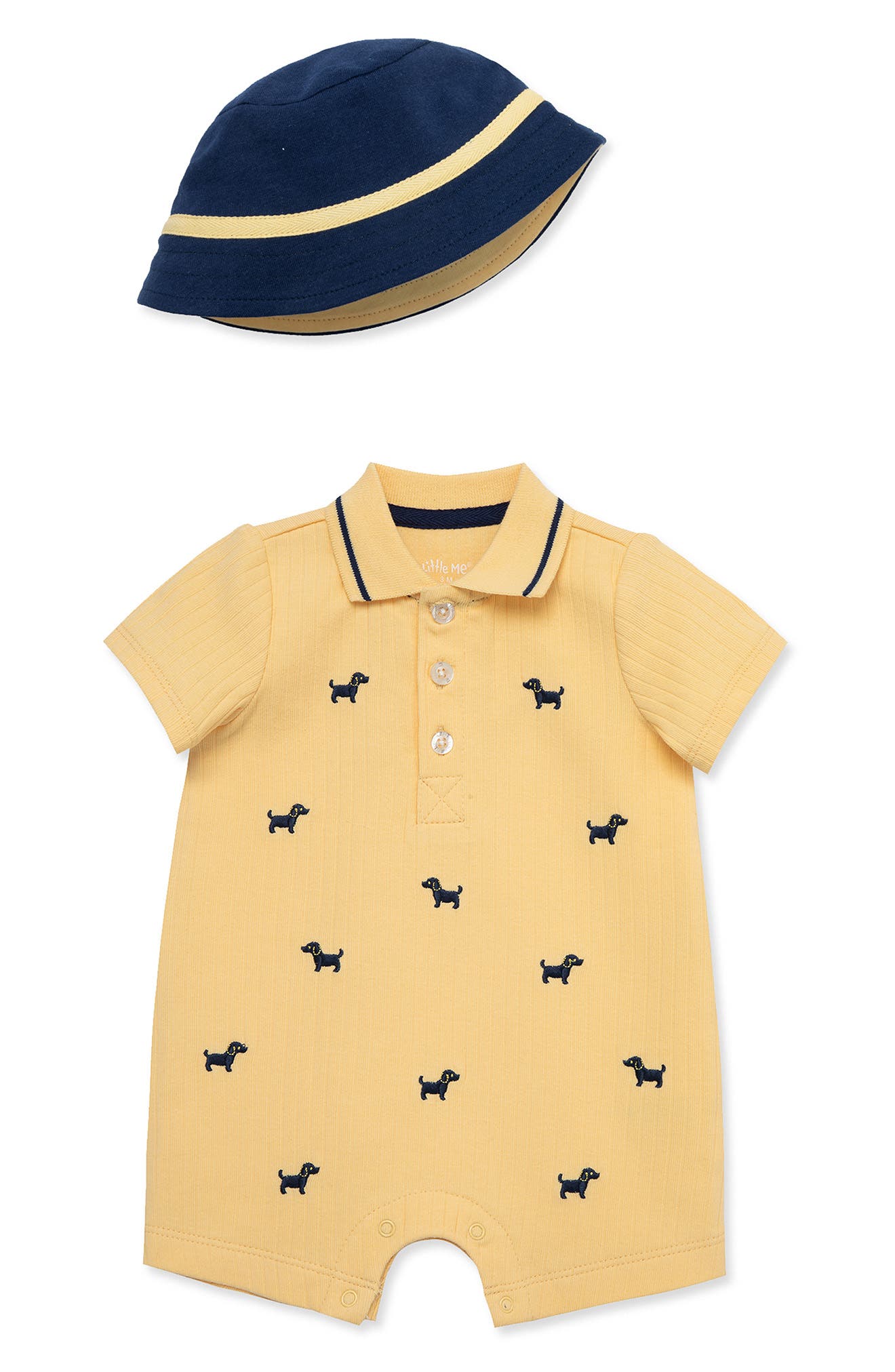 Little Me Embroidered Puppy Romper & Hat Set | Nordstromrack