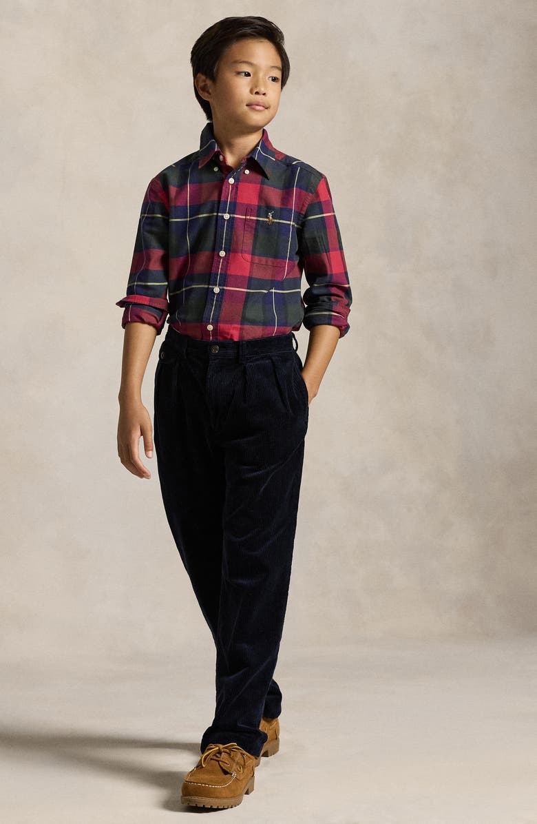 Polo Ralph Lauren Kids' Classic Plaid Cotton Button-Down Oxford Shirt, Alternate, color, Blue