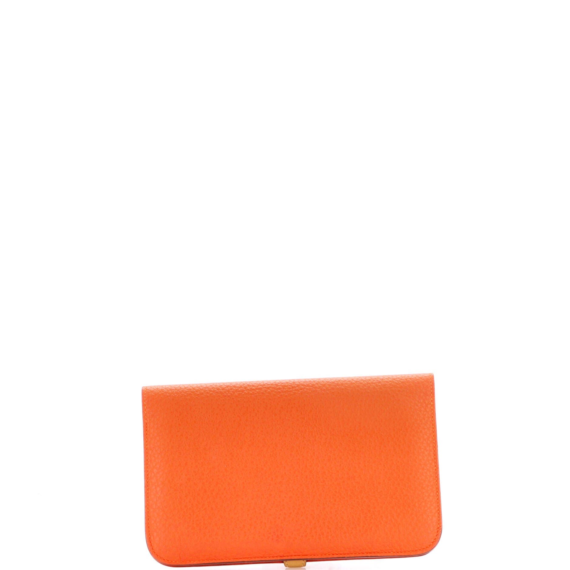 Pre-Owned Hermes Dogon Duo Combined Wallet Leather, Alternate, color, Feu