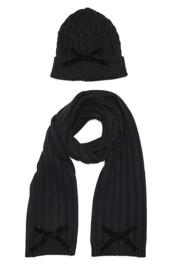 Kate Spade New York Bow Beanie & Scarf Gift Box Set In Black