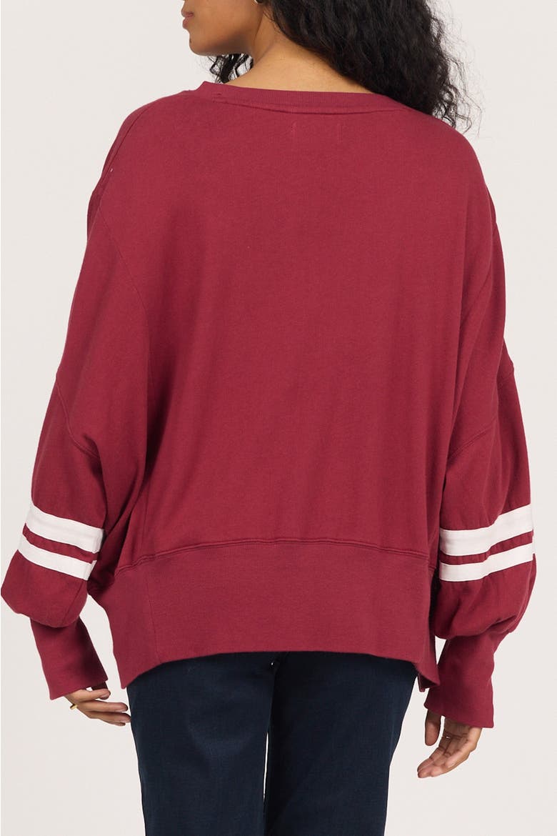 Trenton Oversized Terry Striped Sweatshirt, Alternate, color, Tibetan Red