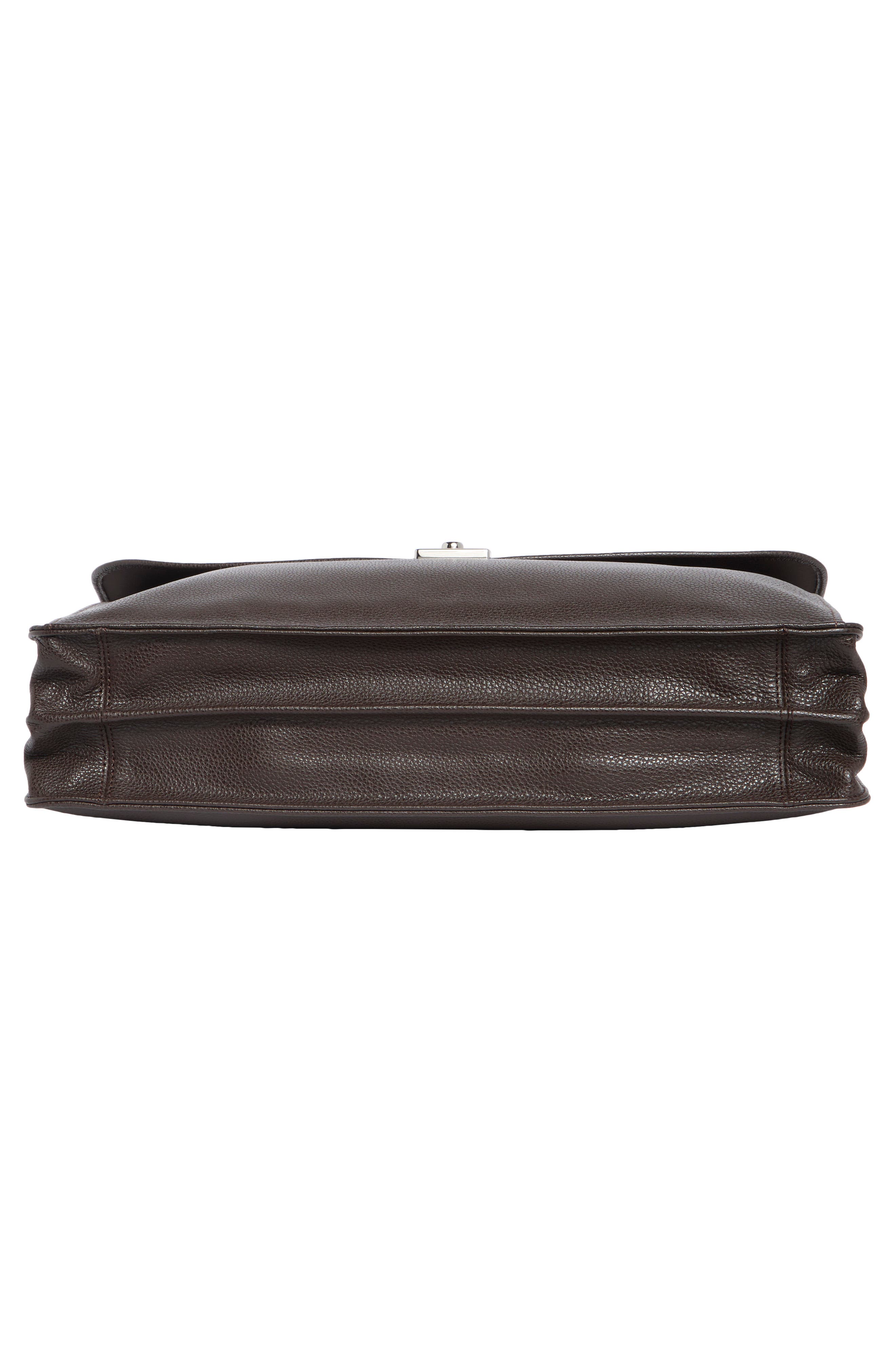 Longchamp Leather Flap Briefcase, Alternate, color, Moka