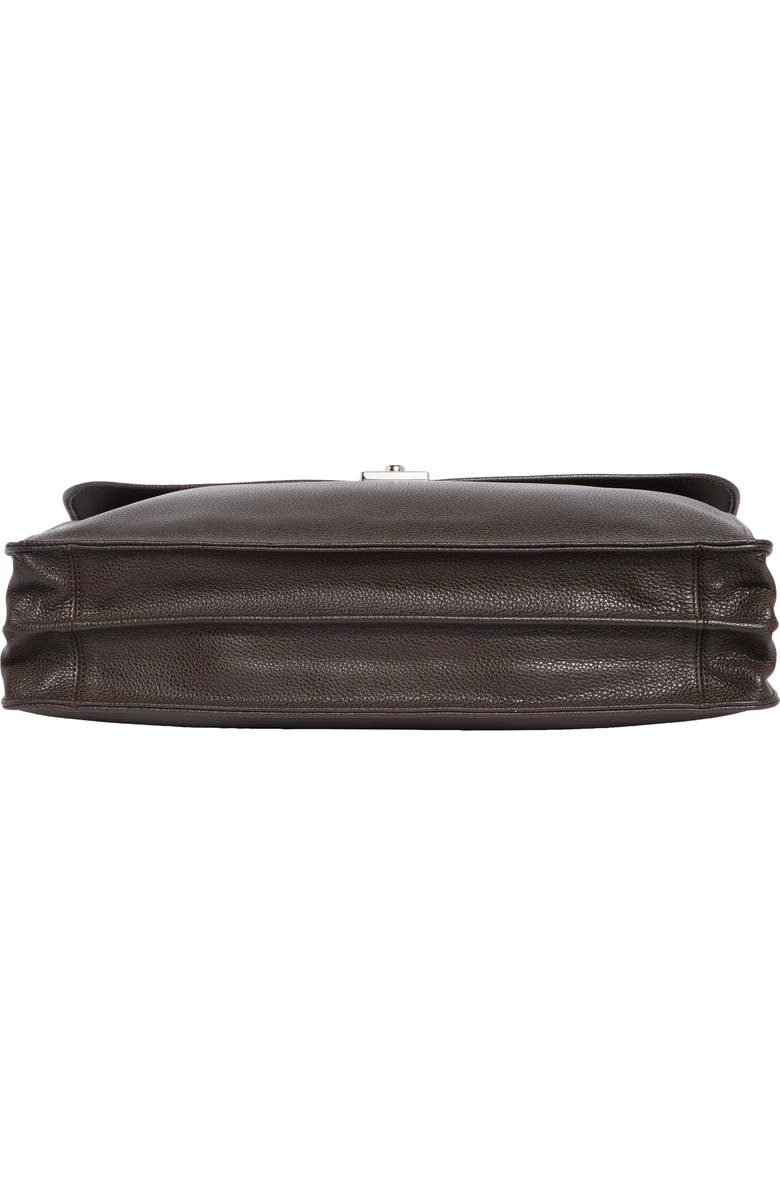 Longchamp Leather Flap Briefcase, Alternate, color, Moka