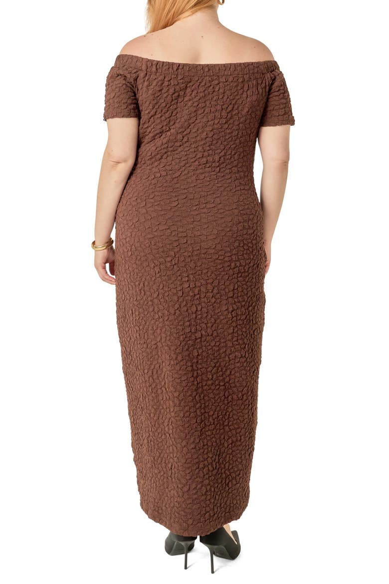 Texture Off the Shoulder Maxi Dress, Alternate, color, BROWN