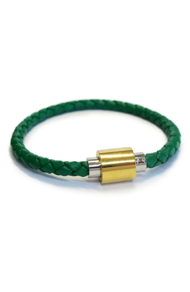 Liza Schwartz Green Braided Leather Bracelet, Main, color,