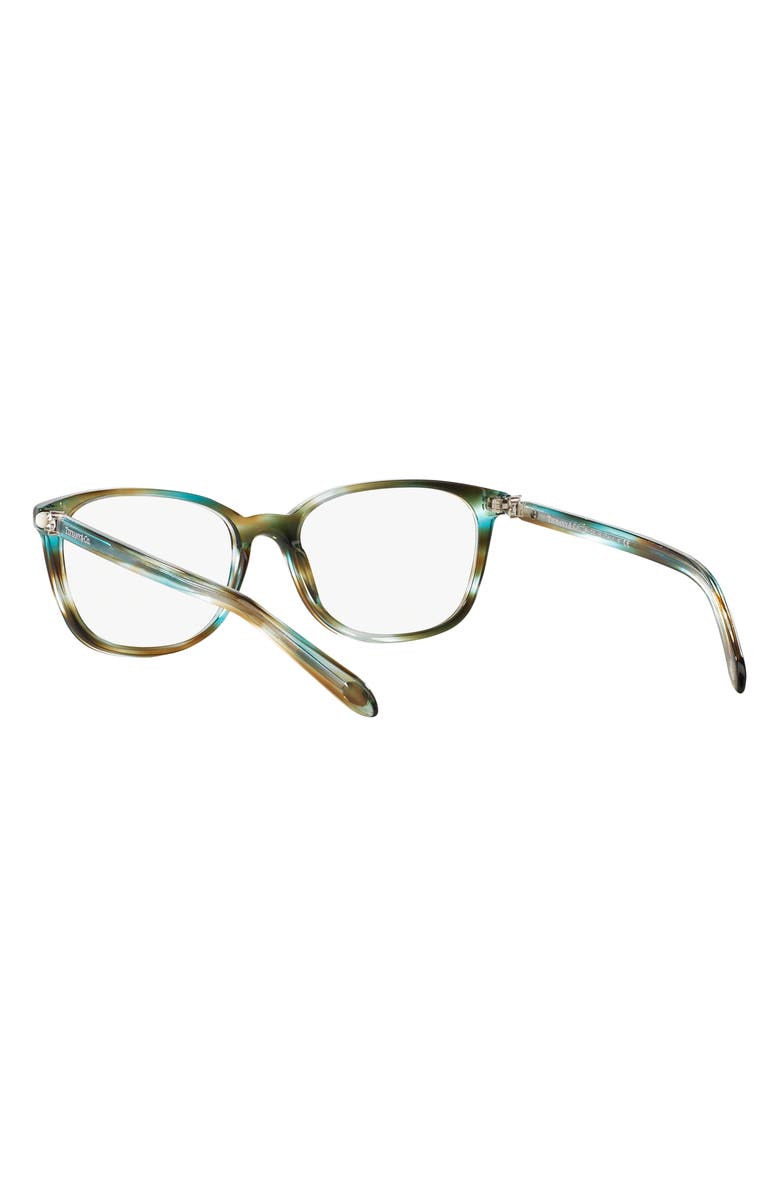 Tiffany & Co. 51mm Rectangular Optical Glasses, Alternate, color, Turquoise