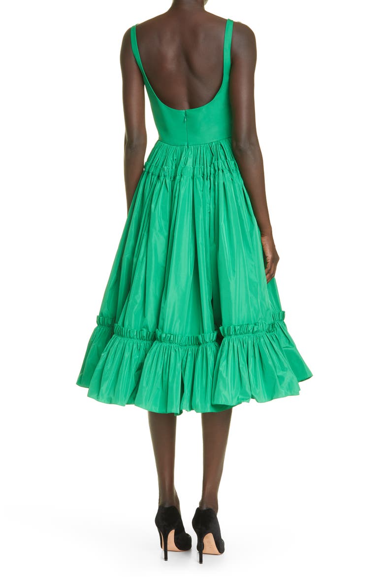 Alexander McQueen Taffeta Fit & Flare Dress, Alternate, color, VERDE