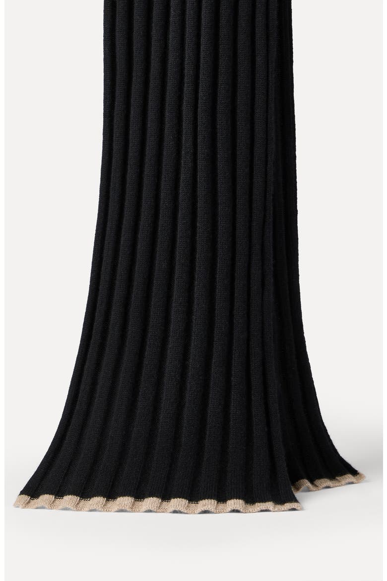 Cashmere rib knit scarf, Alternate, color, Black