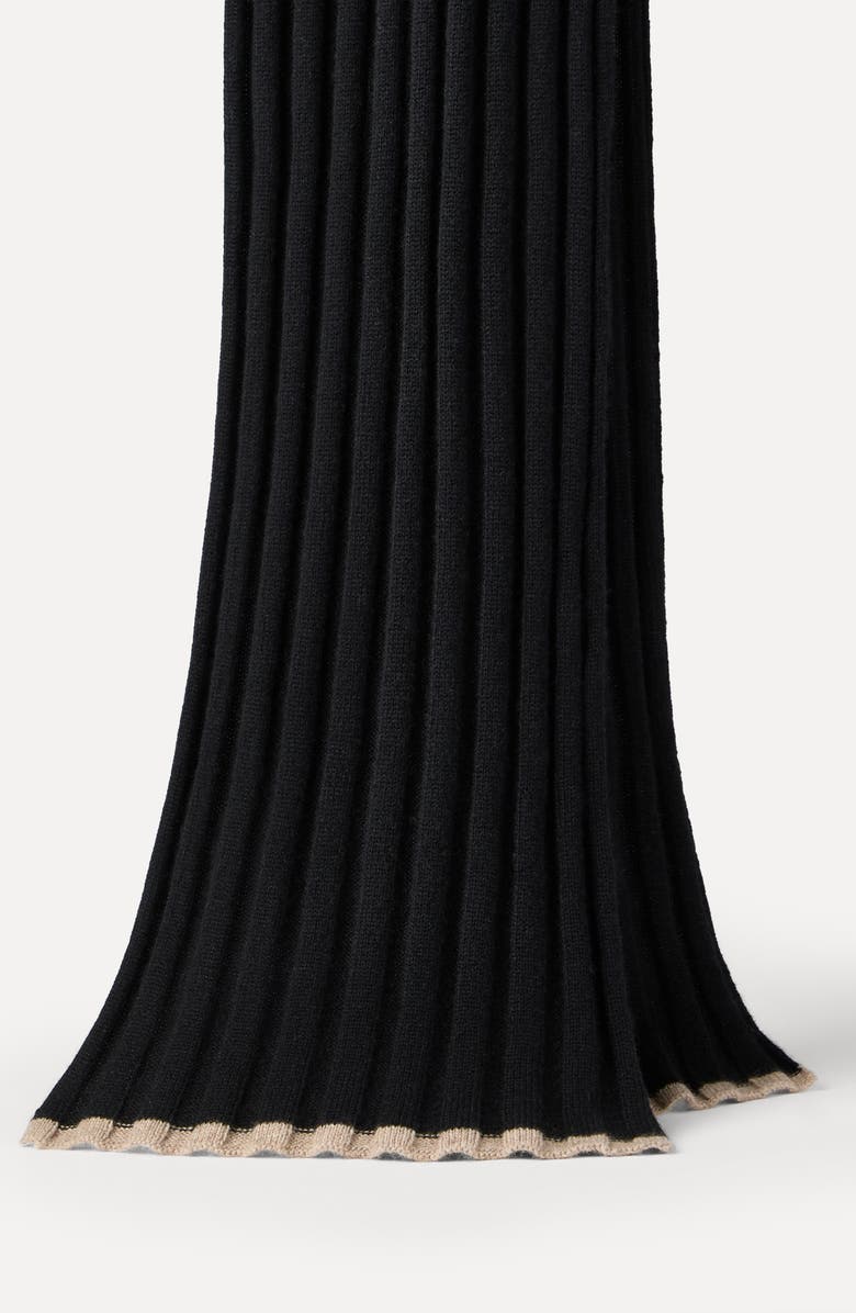 Brunello Cucinelli Cashmere rib knit scarf, Alternate, color, Black