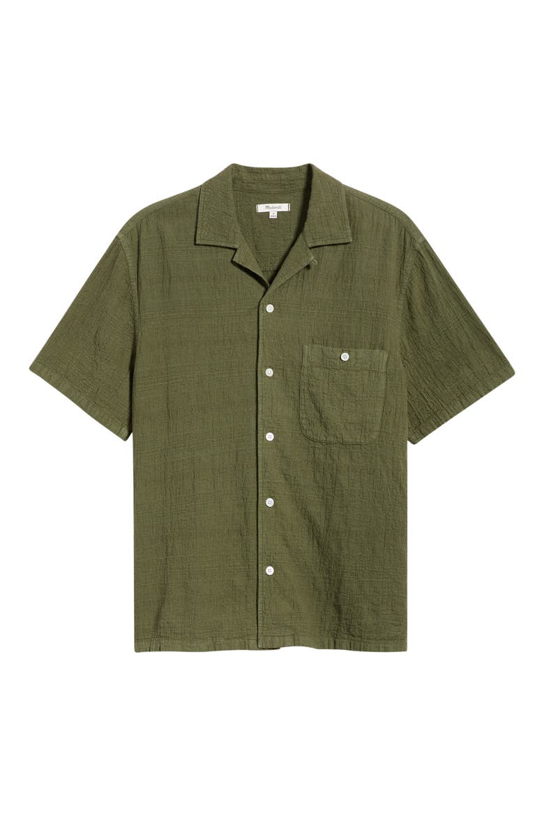 Cotton and Linen Slub Camp Shirt, Alternate, color, OLIVE DRAB