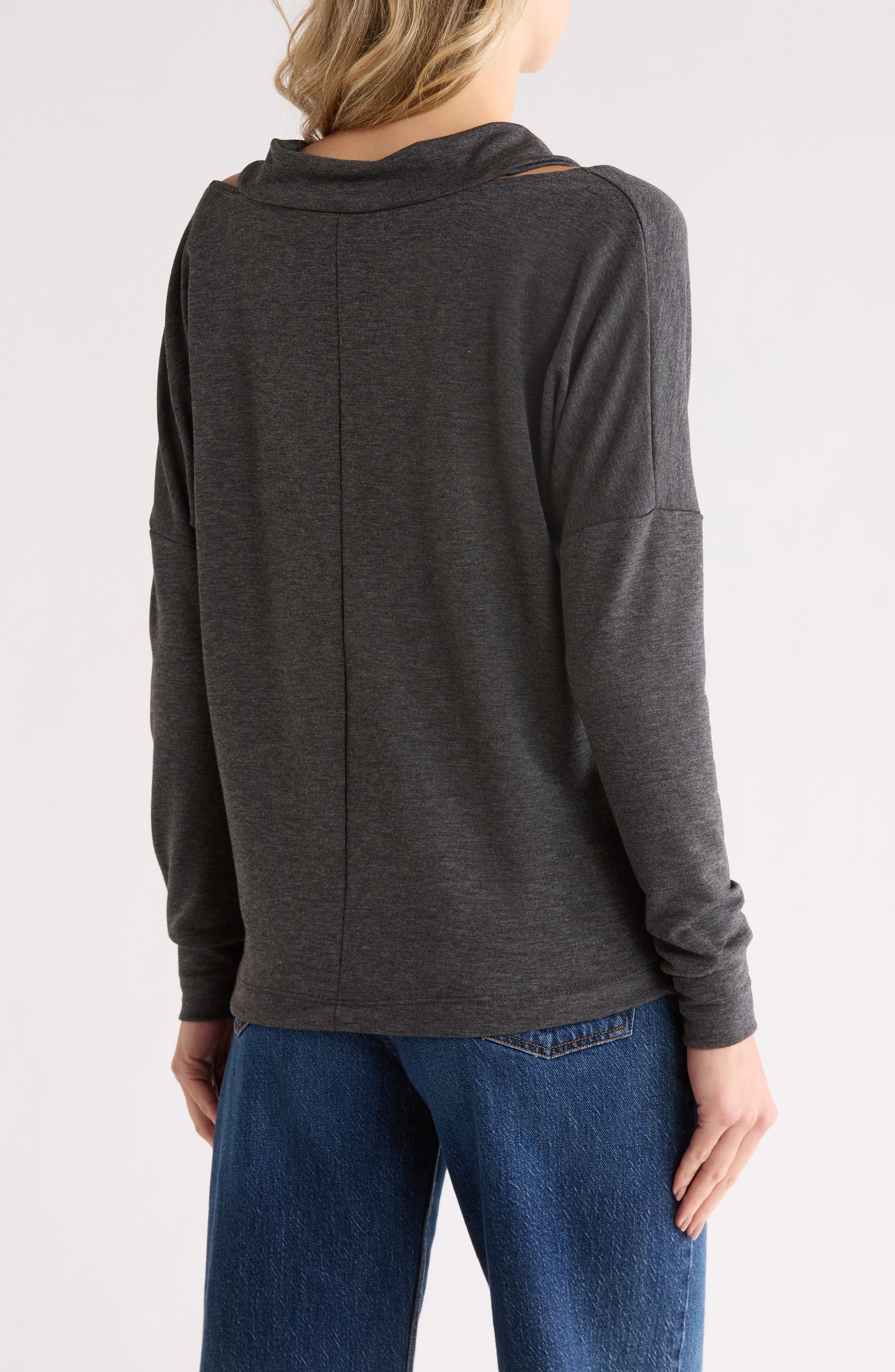 Cold Shoulder V-Cut Long Sleeve Top - image 2