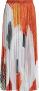 Jason Wu Collection Collage Print Pleated Chiffon Midi Skirt