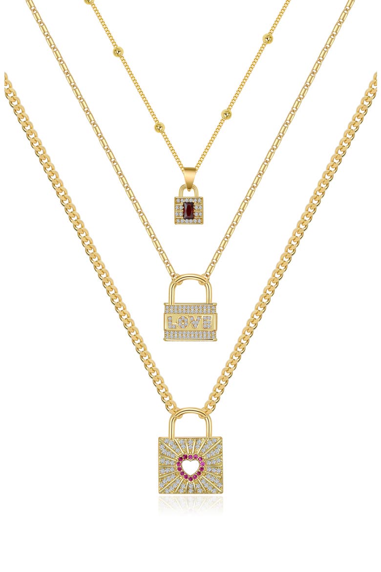 Golden Trust Set of 3 Pendant Necklaces, Main, color, GOLD / PINK / WHITE