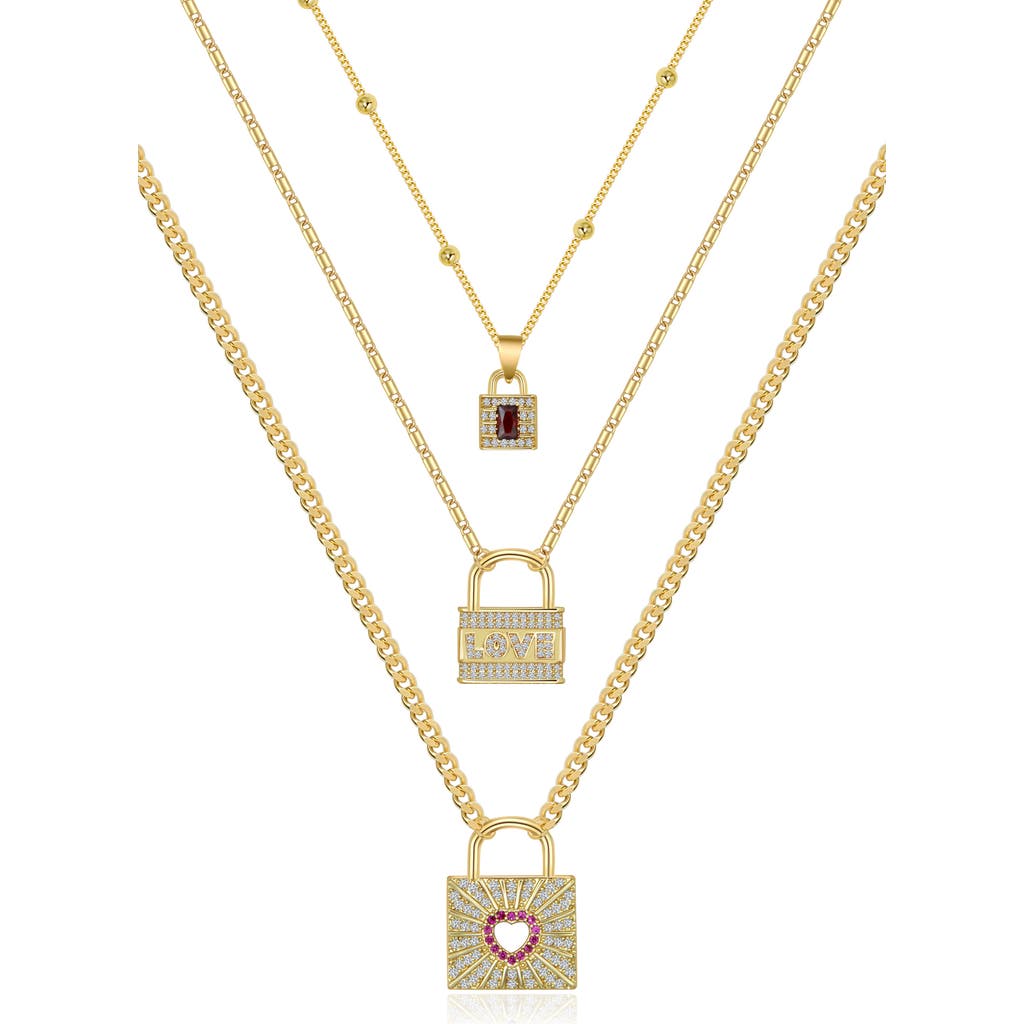 La Meno Golden Trust Set Of 3 Pendant Necklaces In Multi