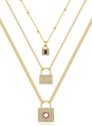 LA MENO Golden Trust Set of 3 Pendant Necklaces