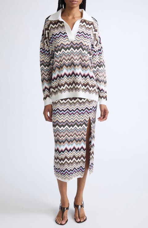 Zigzag Jacquard Sweater Skirt