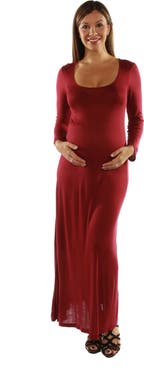 24seven Comfort Apparel Long Sleeve Maternity Maxi Dress