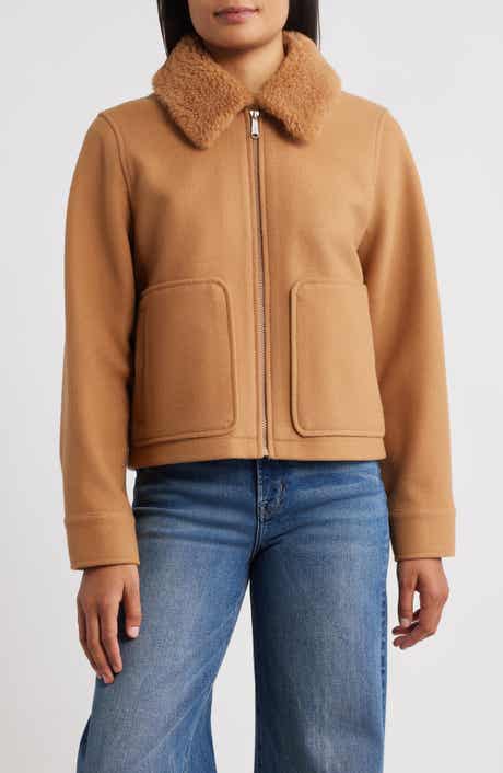 Sam Edelman Faux Fur Collar Zip-Up Jacket