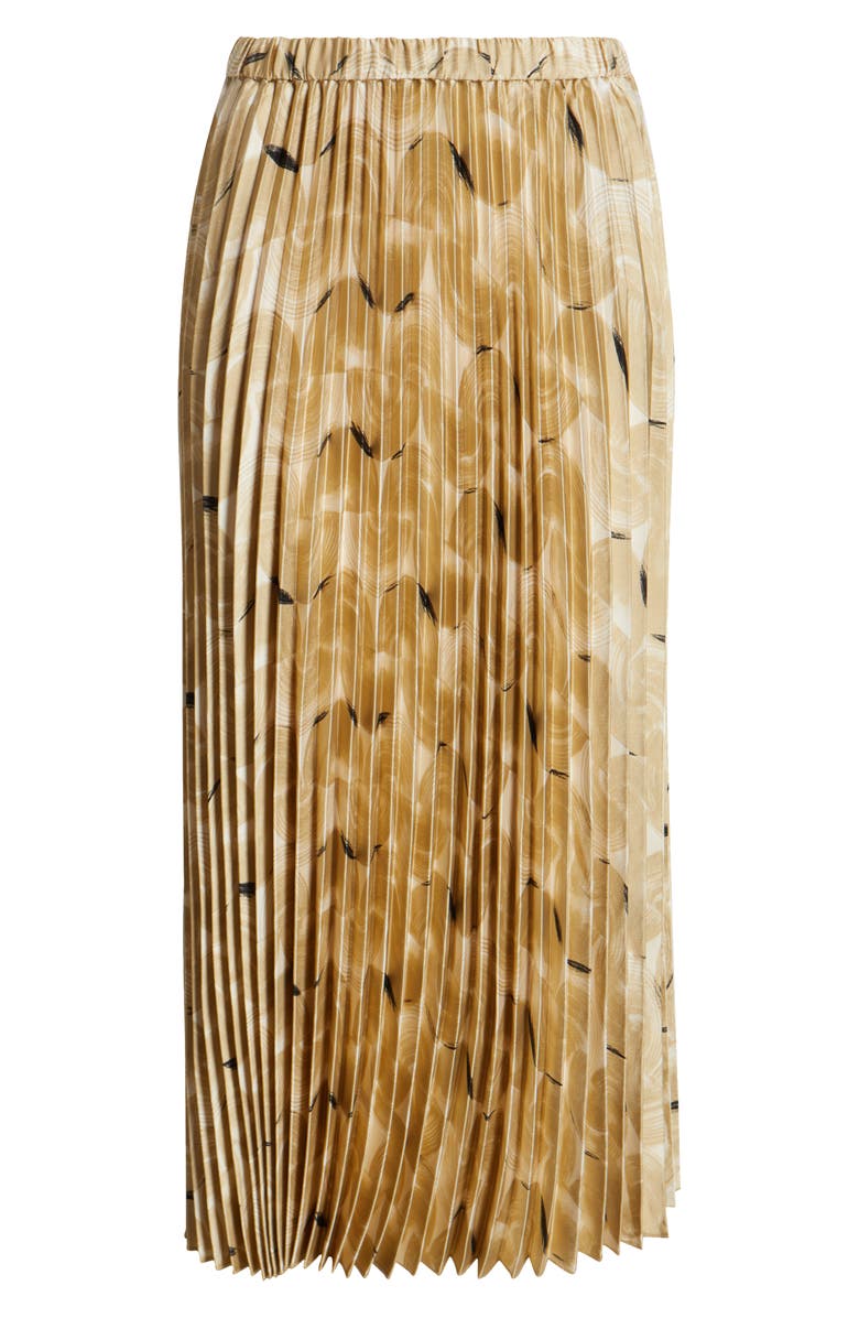 Anne Klein Pleated Pull-On Midi Skirt, Alternate, color, Safari Multi