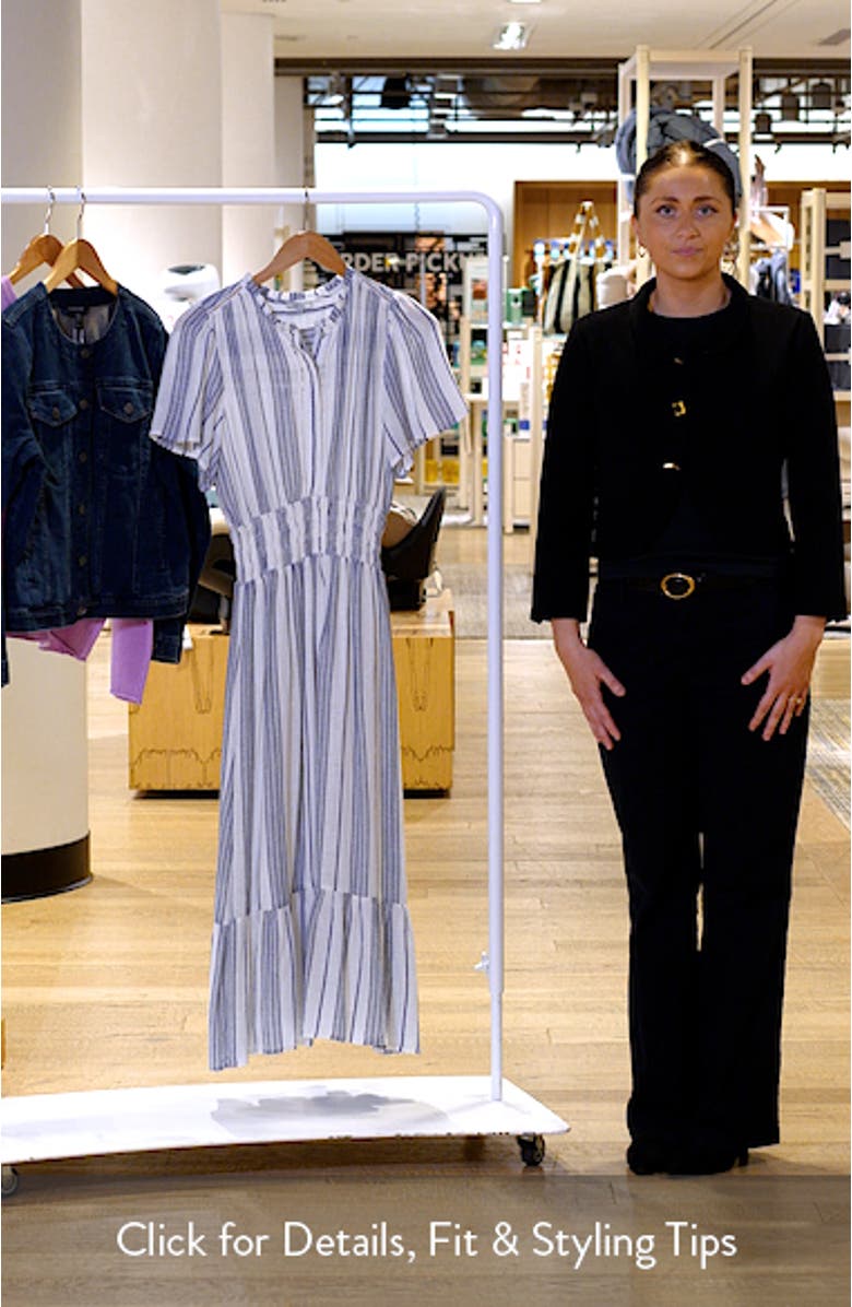 Brent Stripe Smocked Waist Midi Dress, sales video thumbnail