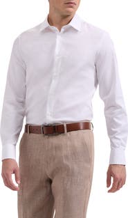 Bugatchi Julian Shaped Fit Floral Jacquard Stretch Cotton Button-Up Shirt