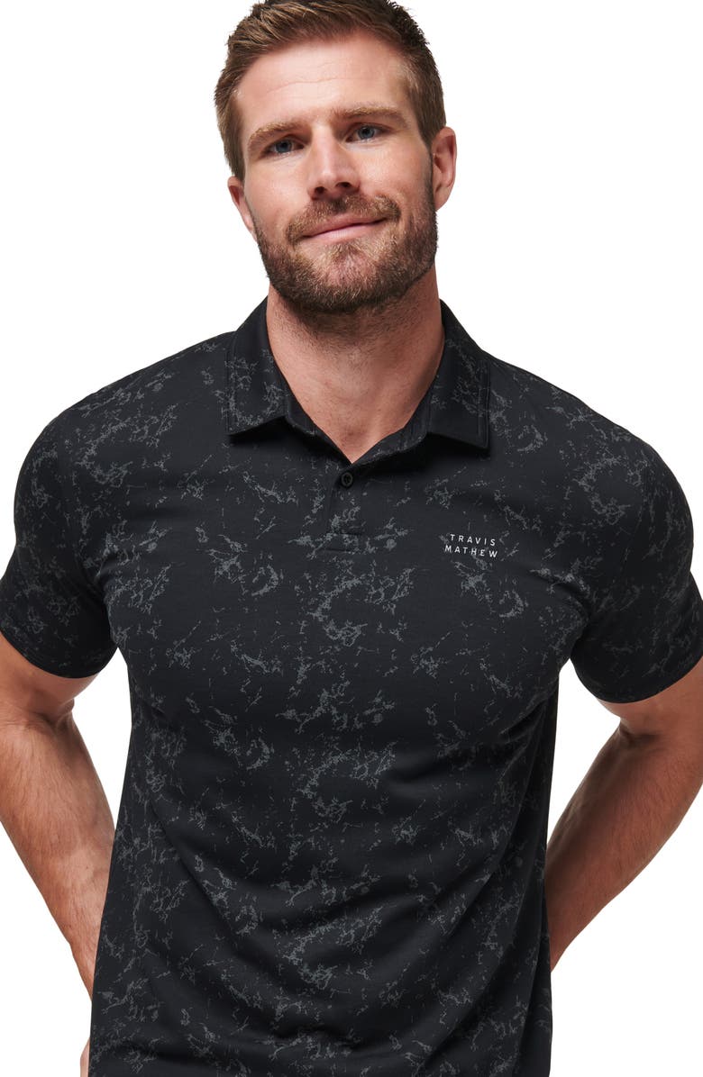 TravisMathew Warmer Tides Scoop Polo, Alternate, color, Black