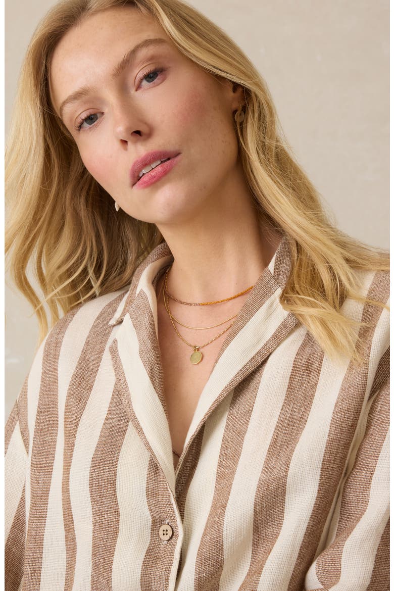 Palma Stripe Linen Camp Shirt, Alternate, color, COCOA BEACH STRIPE