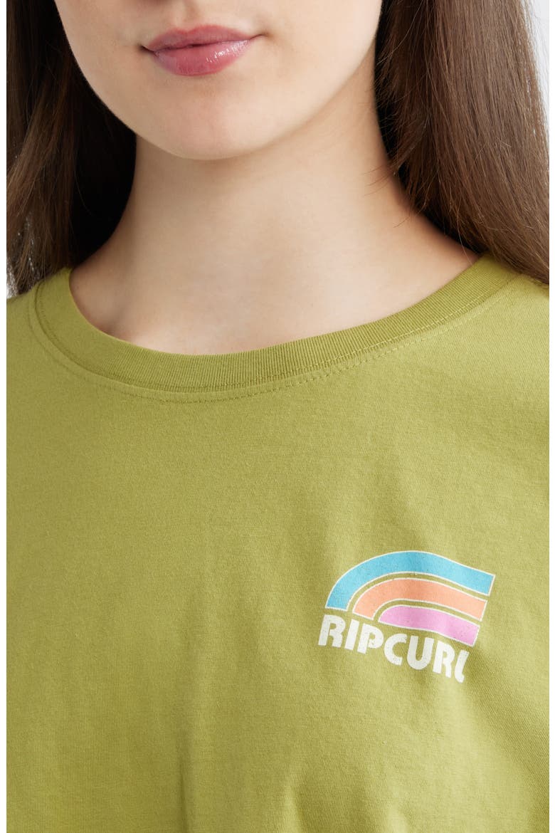 Surf Side Crop Graphic T-Shirt, Alternate, color, GREEN OLIVE