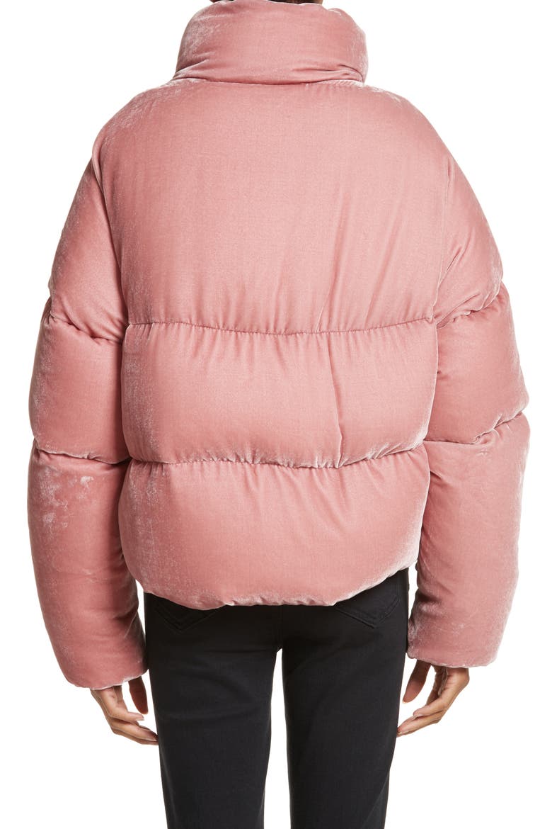 Cercis Velvet Quilted Down Puffer Coat, Alternate, color, PINK
