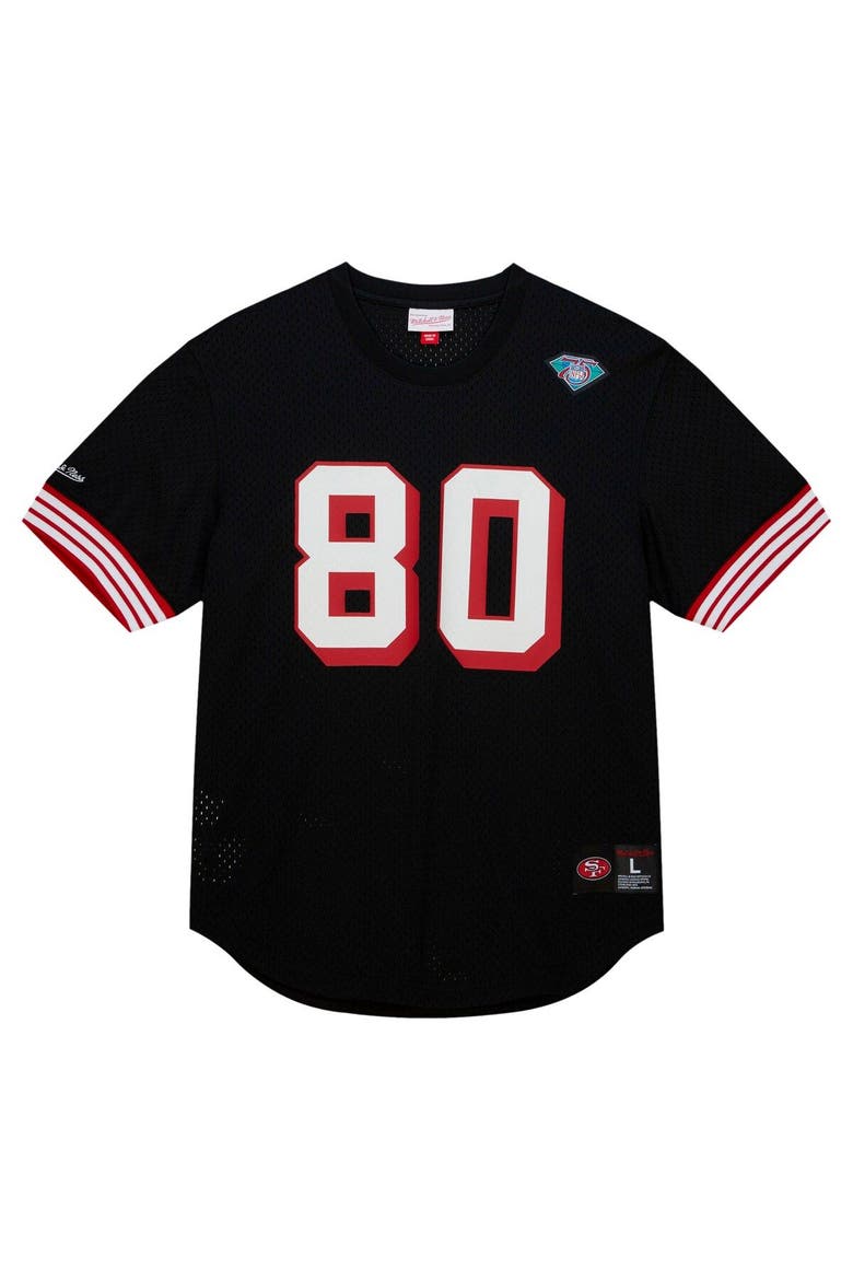 Men's Mitchell & Ness Jerry Rice Black San Francisco 49ers Retired Player Name & Number Mesh Top, Alternate, color, Black