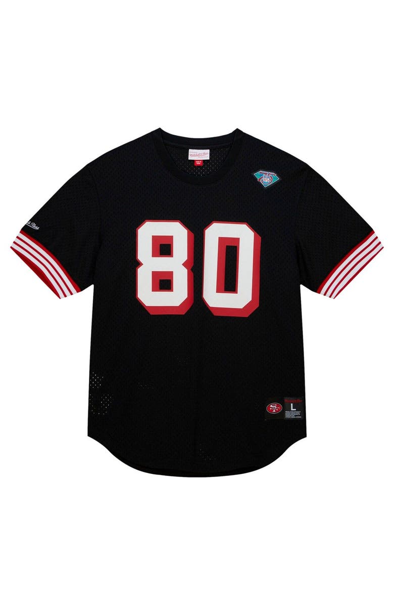 Mitchell & Ness Men's Mitchell & Ness Jerry Rice Black San Francisco 49ers Retired Player Name & Number Mesh Top, Alternate, color, Black