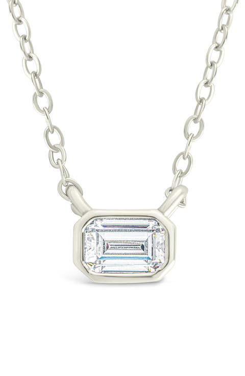Emerald Cut Cubic Zirconia Pendant Necklace
