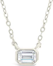 Sterling Forever Emerald Cut Cubic Zirconia Pendant Necklace
