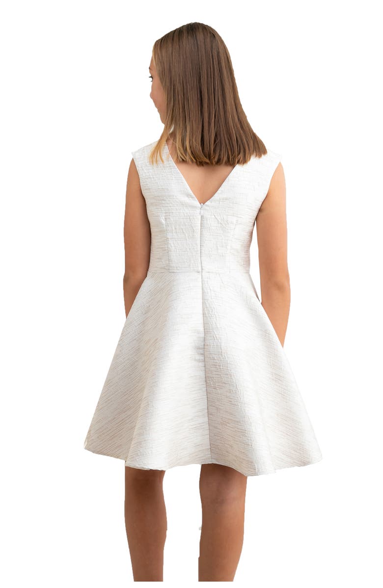 Un Deux Trois Cap Sleeve Boat Neck Dress In Longer Length, Alternate, color, Ivory