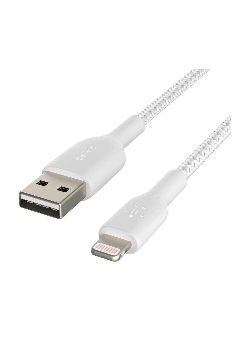 Braided 3.3 Ft. USB-A to LTG Charging Cable, Alternate, color, WHITE