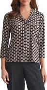 KASPER Geo Print Tie Neck Top