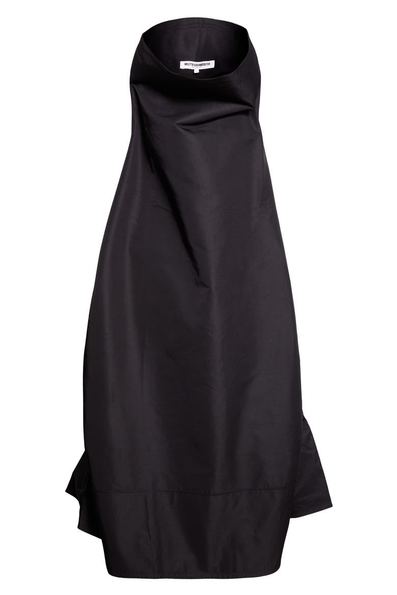 High Collar Volume Dress, Alternate, color, BLACK