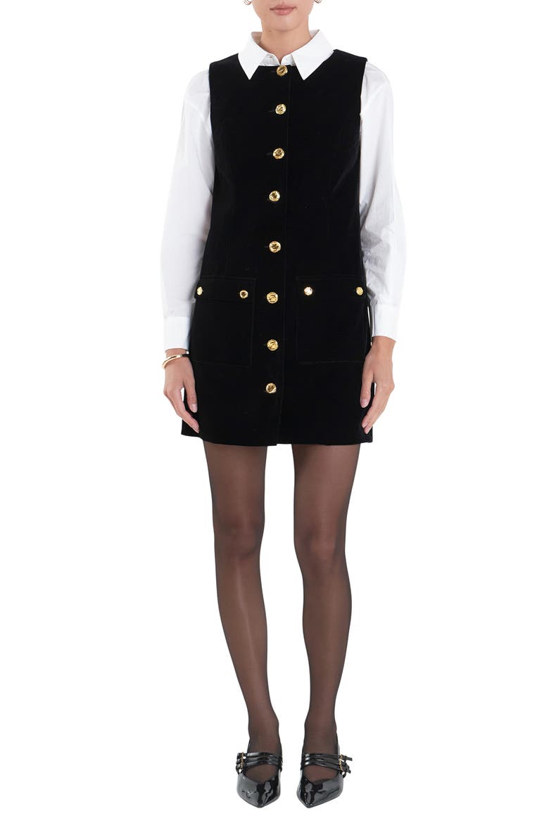 Sleeveless Velvet Minidress, Main, color, BLACK