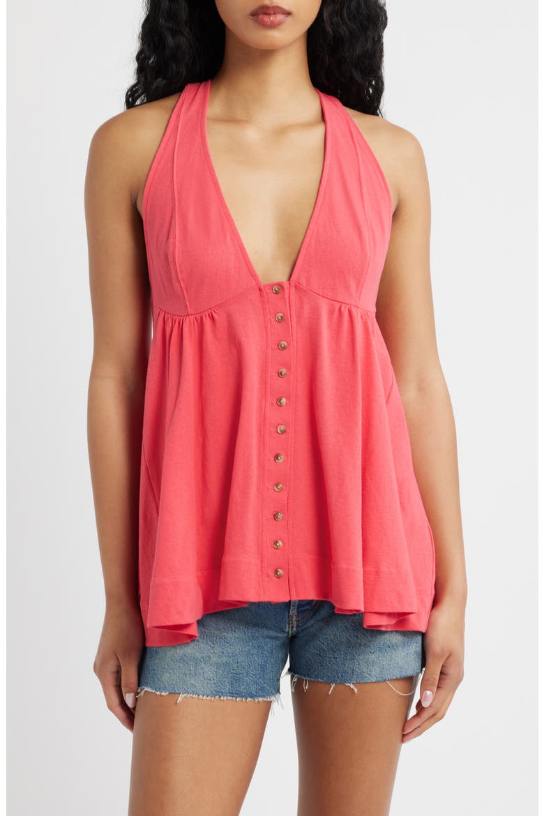 Valerie Halter Neck Cotton Tunic Top, Main, color, TART BERRT