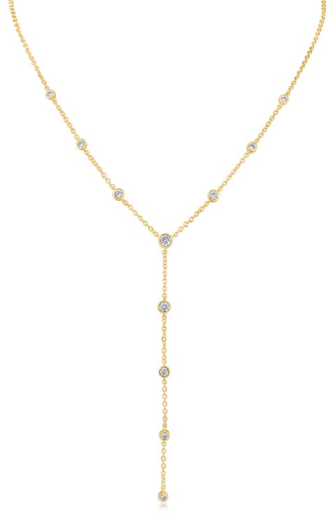 Round Cubic Zirconia Station Y-Necklace