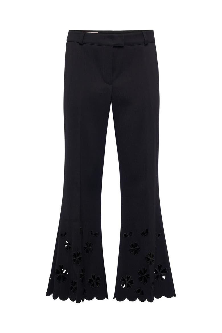 Ankle Lenght Pants With Embroidery At Hem, Alternate, color, Black