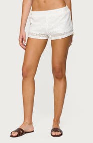 EDIKTED Arlie Floral Lace Low Rise Shorts