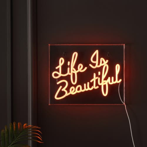 Jonathan Y Life Contemporary Glam Acrylic Box Usb Operated Led Neon Light In Orange